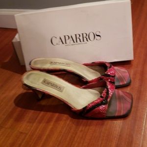 Caparros multicolored fushia sequined slides. 10M